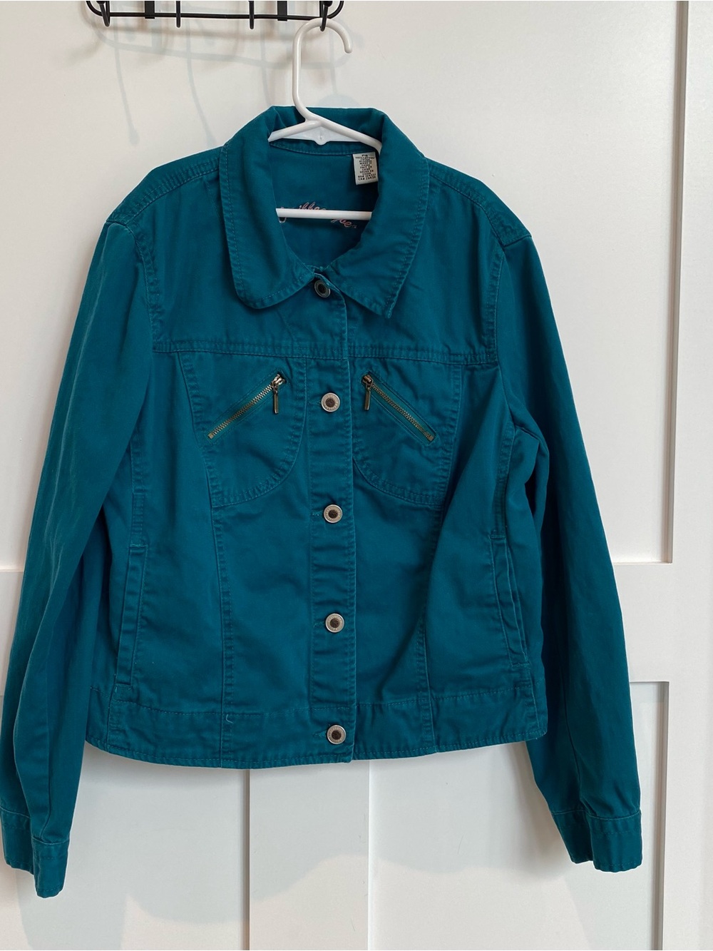Caribbean Joe Teal Button-Front 100% Cotton Jacket